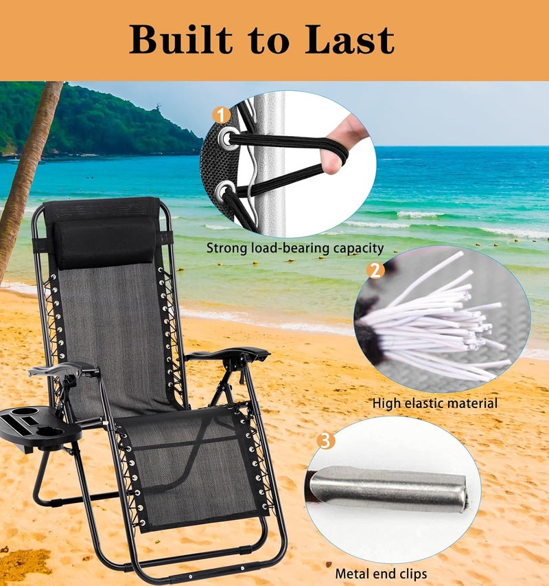 Luccov 17" 19" 21" Wide Zero Gravity Chair Replacement Fabric, Repair Cloth with 4 Gravity Chair Replacement Cord Screws Kit, Zero Gravity Chair Accessories for Sling Patio Lawn Lounge Chair, Black - Image 5